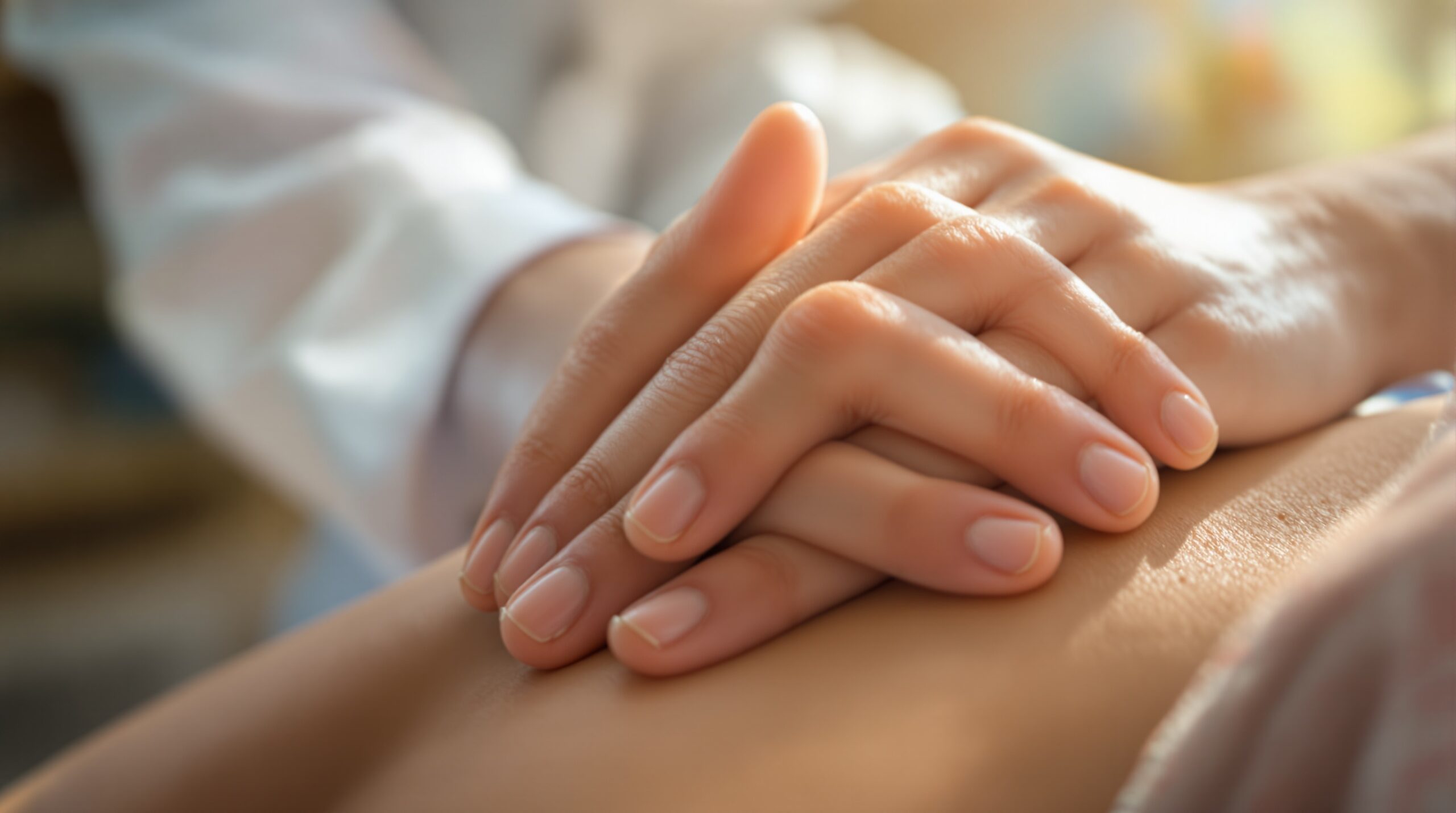 Gentle hands providing compassionate medical care, emphasizing trust and ethical patient connection in healthcare setting